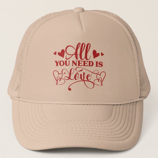 Alles wat je nodig hebt is Love Typography Trucker Pet (Voorkant)
