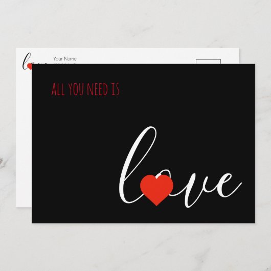 Alles wat je nodig hebt is Love Valentijn Kaart (Voorkant / Achterkant)