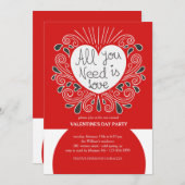 Alles wat je nodig hebt is Love Valentijnsdag Invi Kaart (Voorkant / Achterkant)