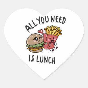 Alles wat je nodig hebt is lunch hart sticker