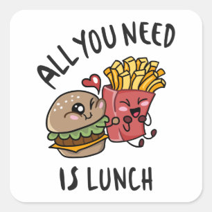 Alles wat je nodig hebt is lunch vierkante sticker