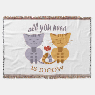 Alles wat je nodig hebt is meow Valentijn katten Deken