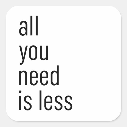 Alles wat je nodig hebt, is minder vierkante sticker (Voorkant)