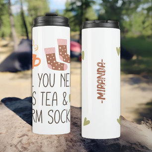 Alles wat je nodig hebt is Tea & Warm sokken geper Thermosbeker