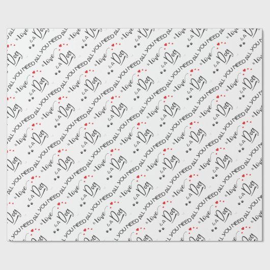 Alles-wat-je-nodig-is-liefde-en een hond! Grafisch Cadeaupapier (Vlak)
