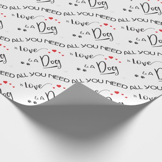 Alles-wat-je-nodig-is-liefde-en een hond! Grafisch Cadeaupapier (Hoek)