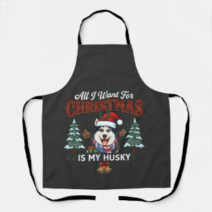 Alles wat kerst is, is husky hond kerstman hoed schort