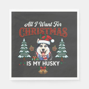 Alles wat kerst is, is husky hond kerstman hoed servet