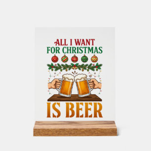 Alles wat kerst wil is bier proostende mokken orna acryl bord