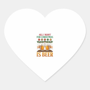 Alles wat kerst wil is bier proostende mokken orna hart sticker