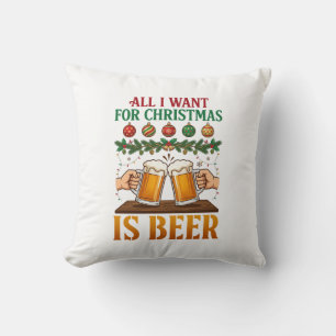 Alles wat kerst wil is bier proostende mokken orna kussen