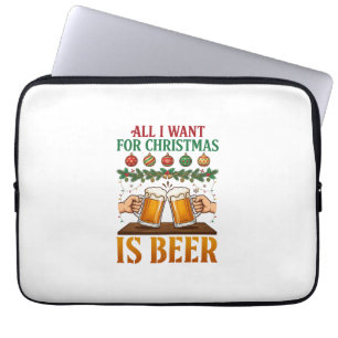 Alles wat kerst wil is bier proostende mokken orna laptop sleeve