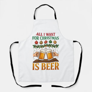 Alles wat kerst wil is bier proostende mokken orna schort