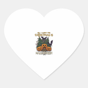 Alles wat kerst wil is Halloween pompoenen bomen V Hart Sticker