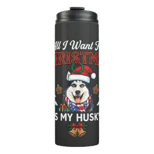 Alles wat kerst wil is Husky-hond kerstman hoed Thermosbeker