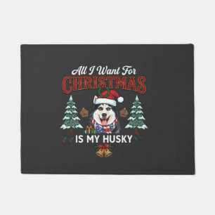 Alles wat kerst wil is Husky-hond kerstmannenhoed Deurmat