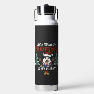 Alles wat kerst wil is Husky-hond kerstmannenhoed Waterfles