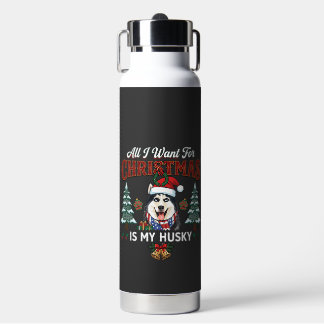 Alles wat kerst wil is Husky-hond kerstmannenhoed Waterfles