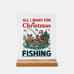 Alles wat kerst wil is vissen Sint-Reindeerboot Acryl Bord
