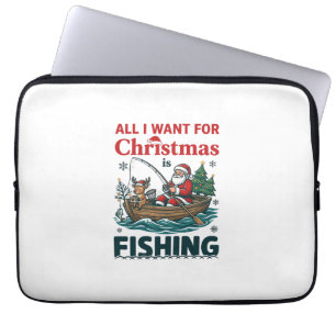 Alles wat kerst wil is vissen Sint-Reindeerboot Laptop Sleeve