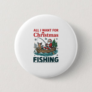 Alles wat kerst wil is vissen Sint-Reindeerboot Ronde Button 5,7 Cm