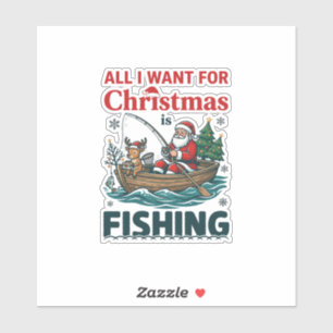 Alles wat kerst wil is vissen Sint-Reindeerboot Sticker