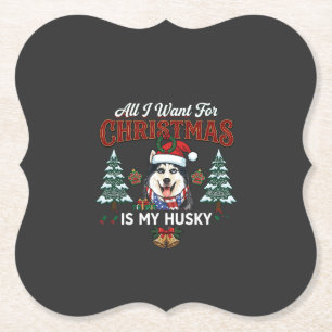 Alles wat Kerstmis Wil Is Husky Hond Sinterklaas H Kartonnen Onderzetters