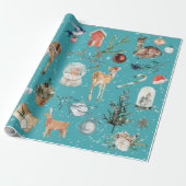 Alles wat met kerstreïndeerpapier is verpakt cadeaupapier (Uitgerold)