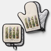 Alles wat mooi is in zijn tijd is botanisch ovenwant & pannenlap set (Voorkant / Achterkant)