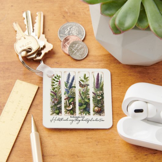 Alles wat mooi is in zijn tijd is botanisch sleutelhanger (Bureau)