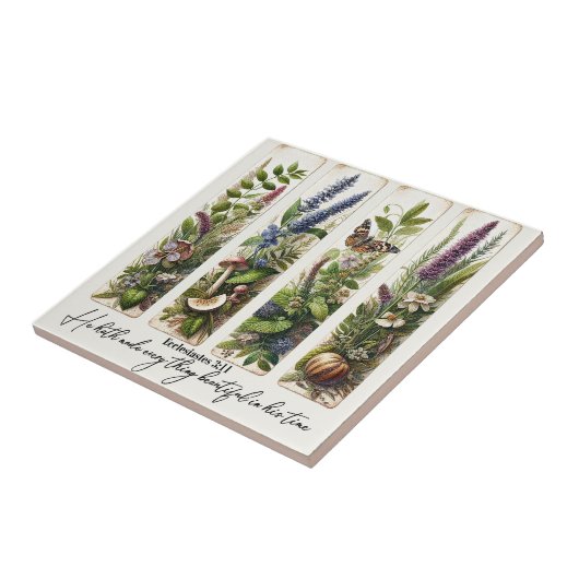 Alles wat mooi is in zijn tijd is botanisch tegeltje (Zijkant)