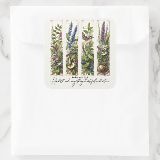 Alles wat mooi is in zijn tijd is botanisch vierkante sticker (Tas)