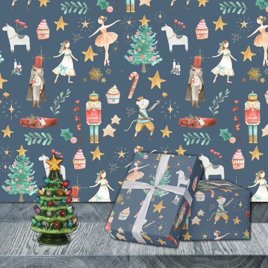 Alles wat Nutkraker Kerstmis blauw Cadeaupapier