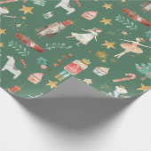 Alles wat Nutkraker met kerstbos Groen Cadeaupapier (Hoek)