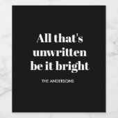 Alles wat ongeschreven is, is helder zwart en wit wijn etiket (Enkel label)