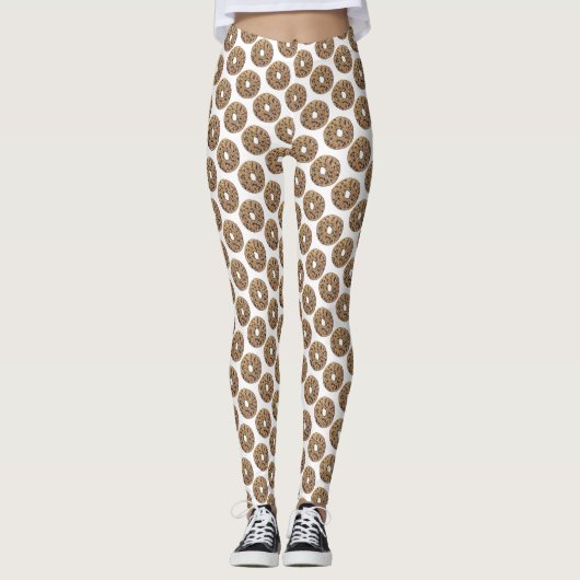 Alles wat Poppy Sesame Seed Bagel Breakfast Food Leggings (Voorkant)