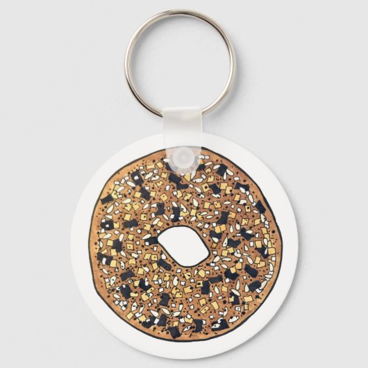 Alles wat Poppy Sesame Seed Bagel Breakfast Food Sleutelhanger (Voorkant)