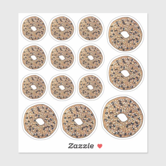 Alles wat Poppy Sesame Seed Bagel Breakfast Food Sticker (Vel)