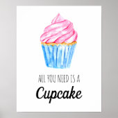 Alles wat u nodig hebt is een Cupcake Waterverf Cu Poster (Voorkant)