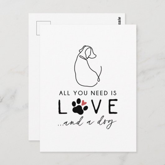 Alles wat u nodig hebt is Liefde en een citaat van Briefkaart (Voorkant / Achterkant)