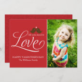 Alles wat u nodig hebt is Liefde {rood} Feestdagenkaart (Voorkant / Achterkant)