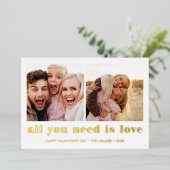 ALLES WAT U NODIG HEBT IS LIVE 2 Foto Valentijnsda Folie Uitnodiging (Staand Voorkant)