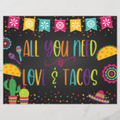 Alles wat u nodig hebt is Love and Tacos Sign - Zw (Voorkant)