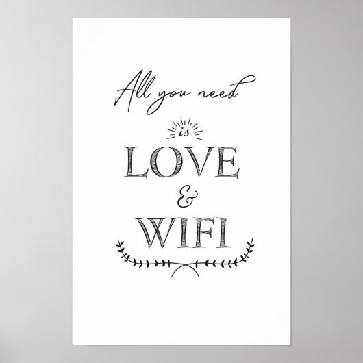 Alles wat u nodig hebt is LOVE en WIFI Poster (Voorkant)
