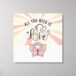 Alles wat u nodig hebt is Love Groovy Butterfly 24 Canvas Afdruk