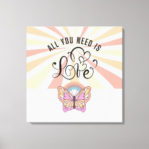 Alles wat u nodig hebt is Love Groovy Butterfly 24 Canvas Afdruk