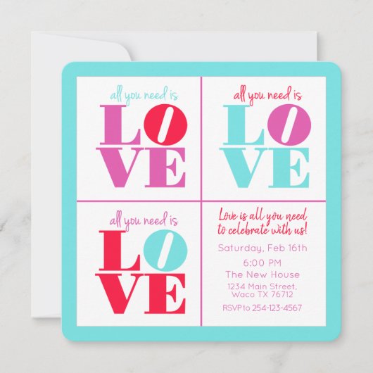 Alles wat u nodig hebt is LOVE uitnodiging (Voorkant)