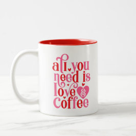 Alles wat u nodig hebt is Luv en Koffie Tweekleurige Koffiemok