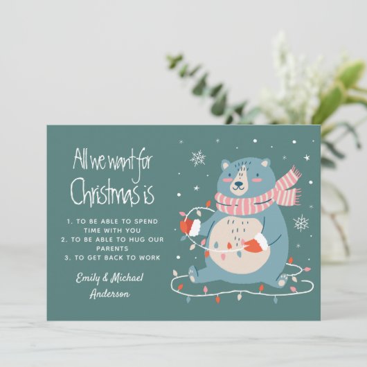 Alles wat we met kerst willen is (voeg eigen lijst feestdagenkaart (Staand voorkant)