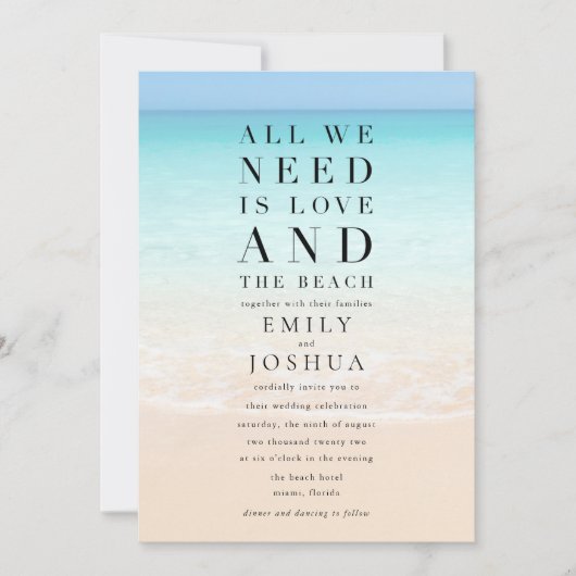 Alles wat we nodig hebben is liefde en het strand  kaart (Voorkant)